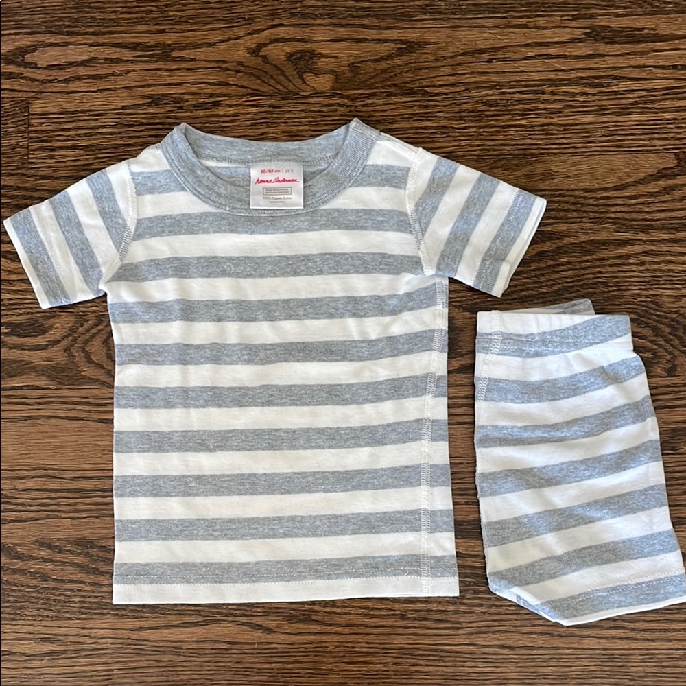 Excellent condition Gray and White Striped Kids Pajama Set